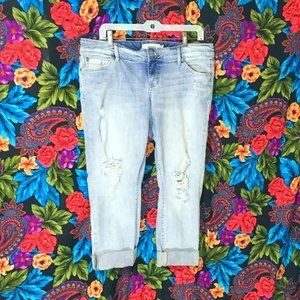 WOMEN'S TORRID CROP BOYFRIEND JEANS WOMENS SIZE 10 R BLUE JEAN PANTS